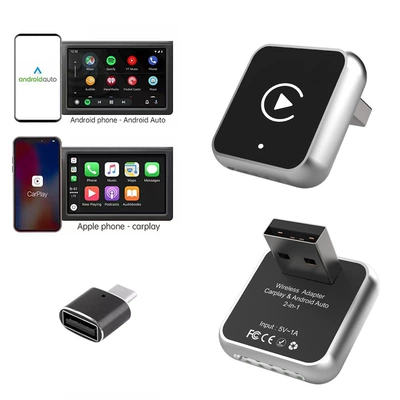Cross-border best-selling carplay box, wired to wireless car-machine interconnection module, Android Auto two-in-one adapter (Simsiz CarPlay və Android Auto) - k20d-adapter-overseas-version-not-applicable-to-domestic-android-devices