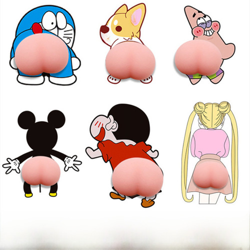 3D Stereo Silicone Butt Cushion Anti-Collision Phone Back Cover Decoration Cartoon Cute Corgi Big Butt Car Sticker