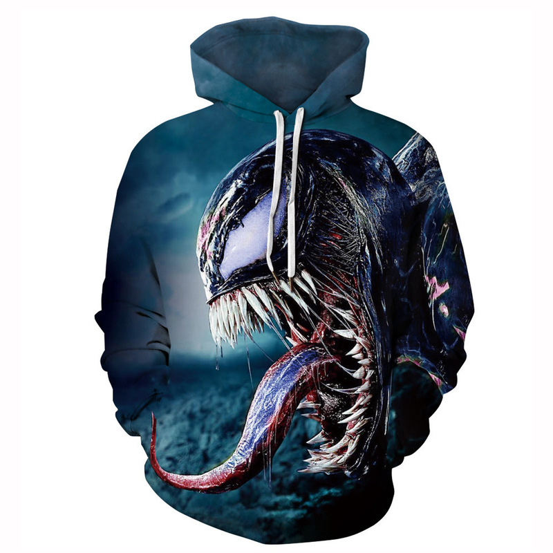 Wholesale Venom 3D Digital Printing 2024 Casual Loose Crewneck Pullover Children Autumn Hooded Long Sleeve Sweater
