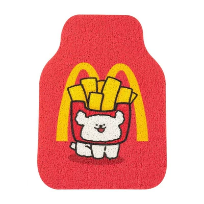 Avtomobil döşəmə paspasları — Universal Car Floor Mats with Cute - french-fries-puppy-silk-circle-front-foot-pad-1-piece-front-row-foot-pads-silk-loop