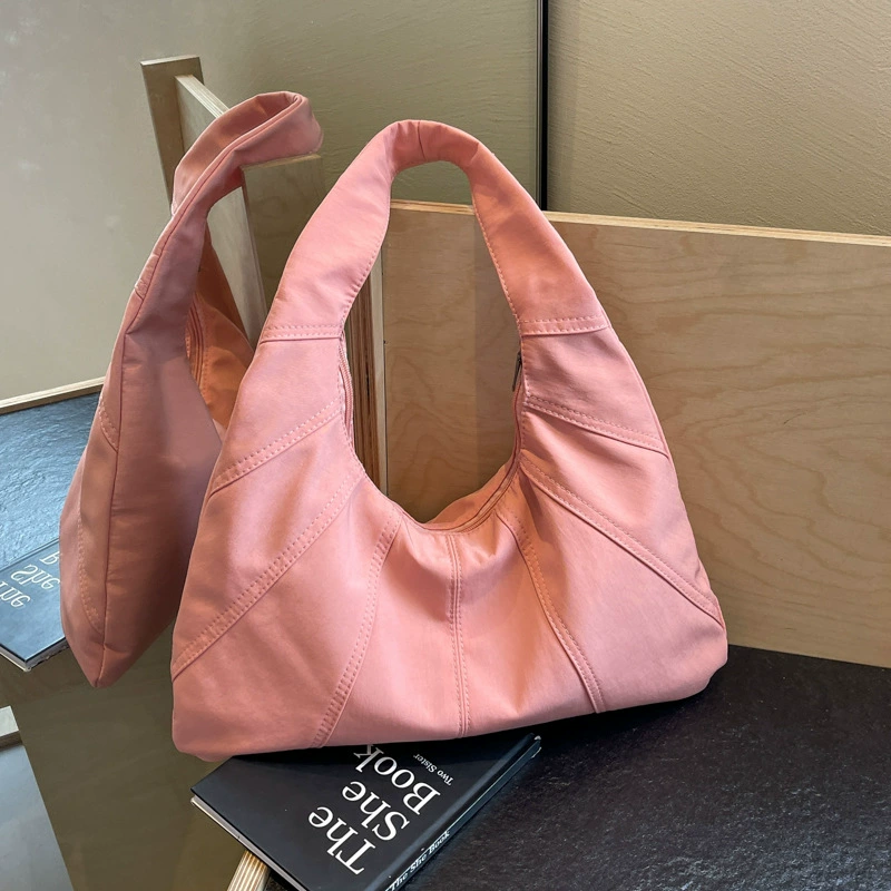 Spacious nylon shoulder bag for women, underarm, one-shoulder design, multiple colors available