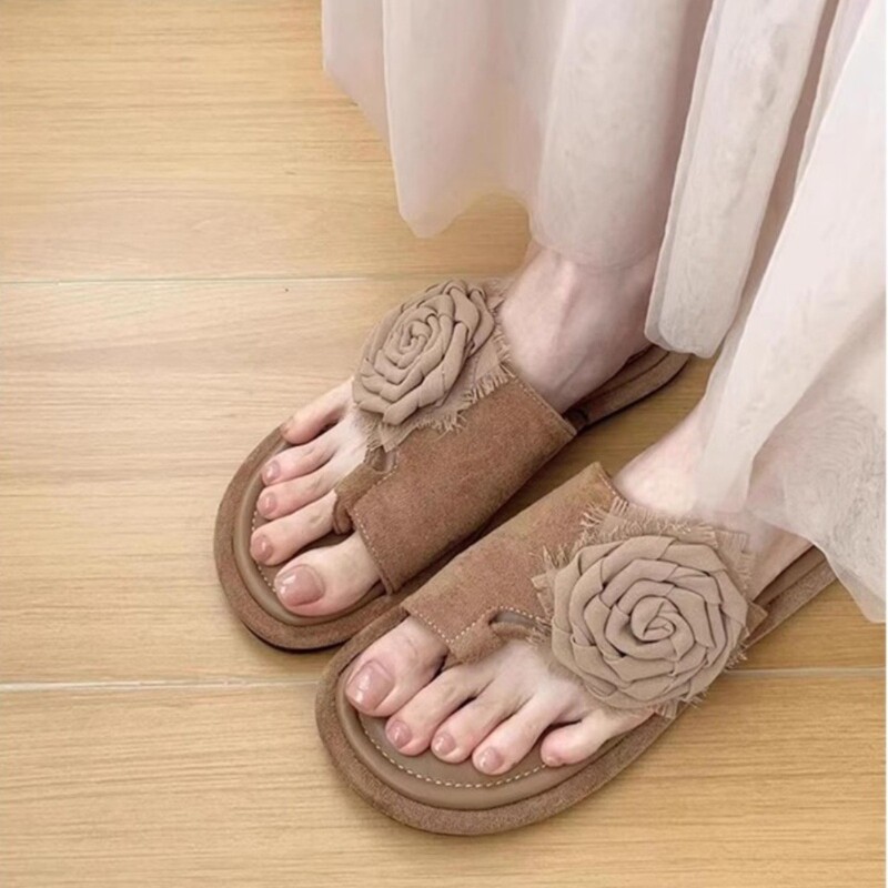 2025 Summer Rubber-Soled Thong Flat Sandals for Women, Wear-Resistant, Non-Slip, Beach Casual, Cross-Border Exclusive Supply