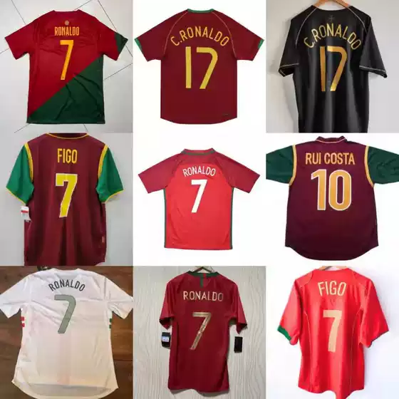 Classic Retro Portugal 2012 Home and Away No. 7 Ronaldo No. 10 Figo Football Shirt Men's and Women's T-Shirt Cross-Border