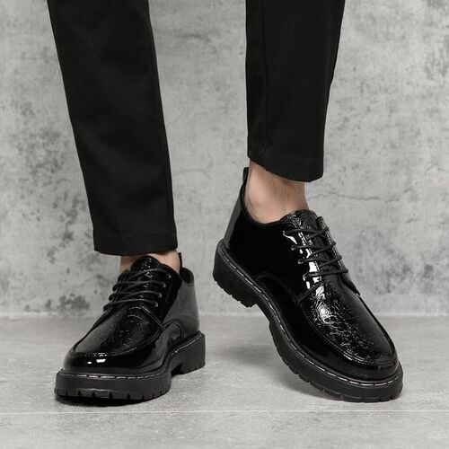 Summer suit leather shoes for men, formal business casual breathable Korean style trendy blue plus one, English black small leather shoes