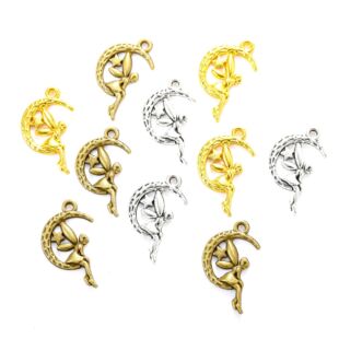 DIY alloy jewelry accessories Moon Angel 26 * 14MM retro five-pointed star Moon elf pendant foreign trade hot sale