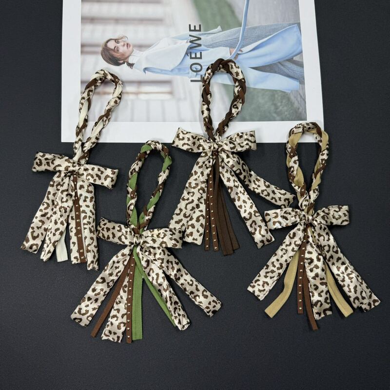 New Popular Leopard Print Bow Decorative Accessories Luggage Keychain Pendant Multi-Color Optional Fashion High-End