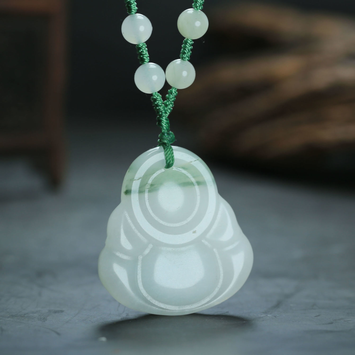 智贝主图_4一元拍卖天然飘花天山翠翠玉金丝玉笑佛弥勒佛双面