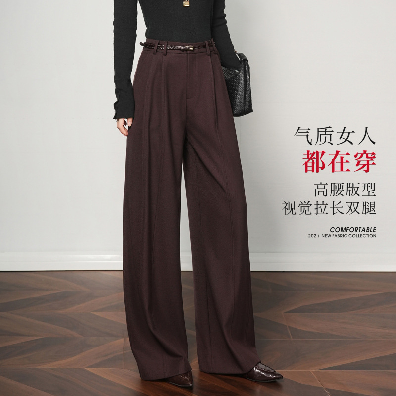 High-End Drape Wool Casual Wide-Leg Pants 2025 Autumn/Winter Versatile Loose Fit High-Waisted Slimming Suit Pants