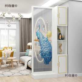新中式入户屏风隔断柜客厅玄关柜正对进门口遮挡实木置物架麦太保