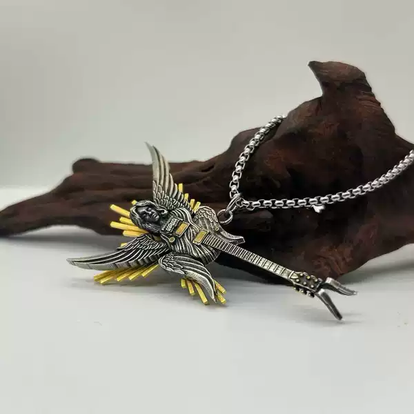 Angel's Voice Celebrity-Inspired Nicholas Tse Concert Guitar Necklace Unisex Pendant Punk Style Necklace