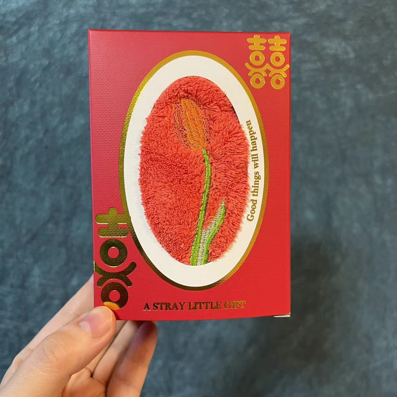 30*30 오렌지 튤립 사각 스카프 + 레드 웨딩 박스