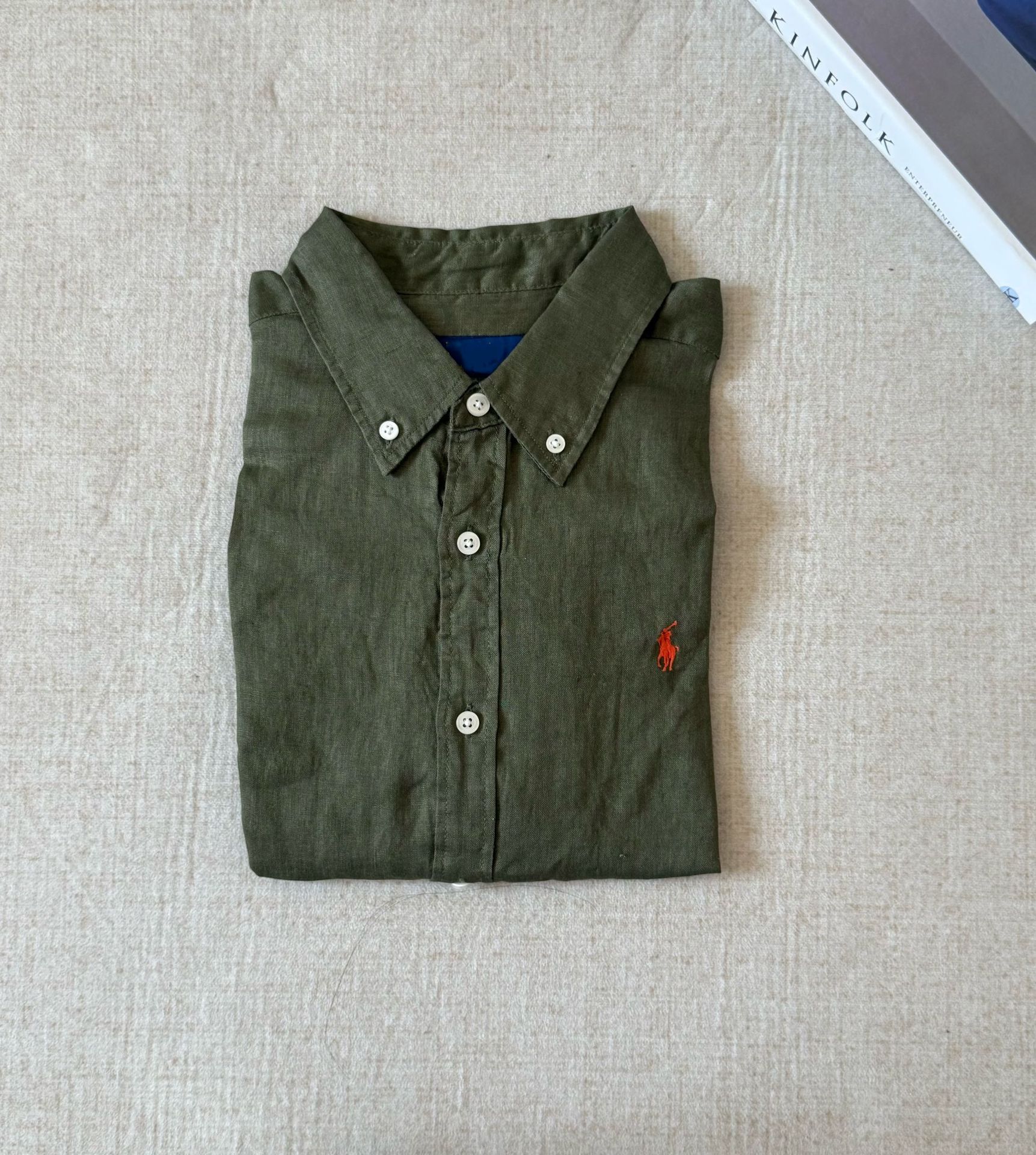 Polo Ralph Lauren Shirt Pony Logo Linen Olive Green