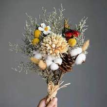 干花永生花装饰摆件棉花真花小清新尤加利叶雏菊松果客厅卧室插花
