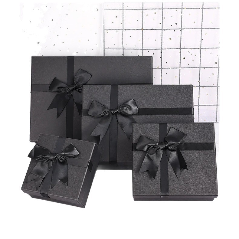 Qixi día de San Valentín caja de regalo de arco negro caja de regalo de vacaciones lápiz labial perfumes joyas bolsa de regalo vacía caja