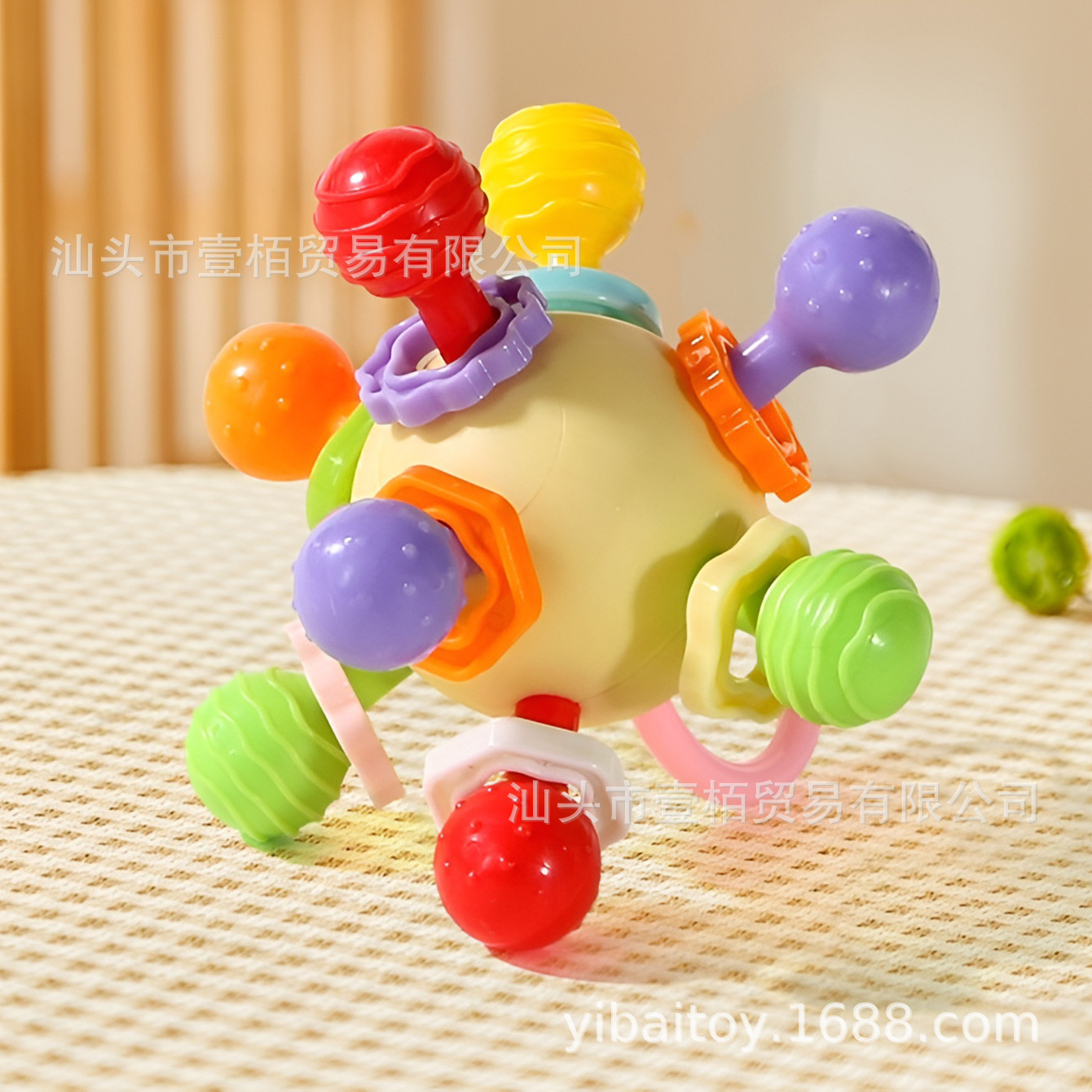 Juguetes transfronterizos para bebés Manhattan Atomic Ball molar dentición mordedor hervido, bola de agarre de mano, campana de sonajero, rompecabezas para bebés y niños pequeños