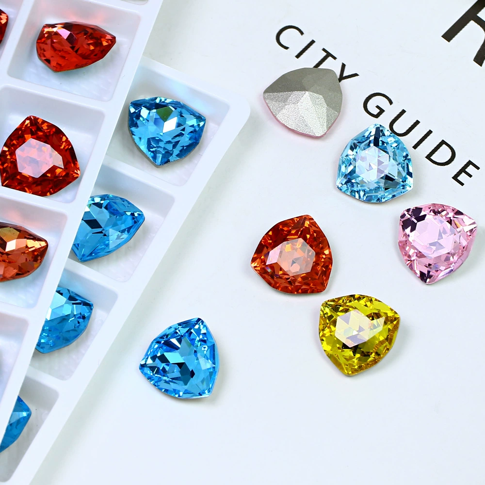 Dongzhou Crystal 12-24 жирный треугольник острые нижние бриллианты DIY ювелирные аксессуары Цветные стеклянные бриллианты для одежды обувь сумка декоративные бриллианты