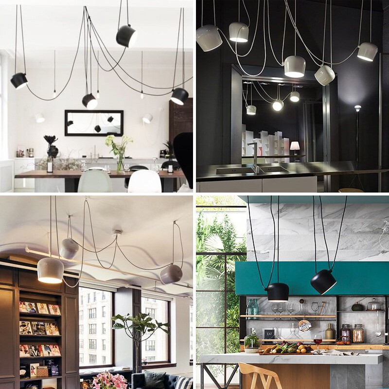 Small drum chandelier Nordic modern designer guest restaurant Cafe creative personality Art clothing store multi-head lamps
