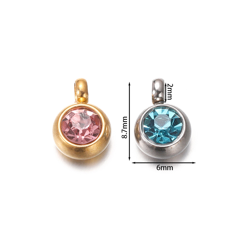 8g Weight Pendant Jewelry Making Type Birthstone Inlay Material DIY Jewelry Accessories Classification 10 PCS/Package Quantity 304 Stainless Steel Material Round Pattern Inlay Design Simple Style, Classic Style Style 10 PCS/Package 304 Stainless Steel Birthstone Round Pendant 无