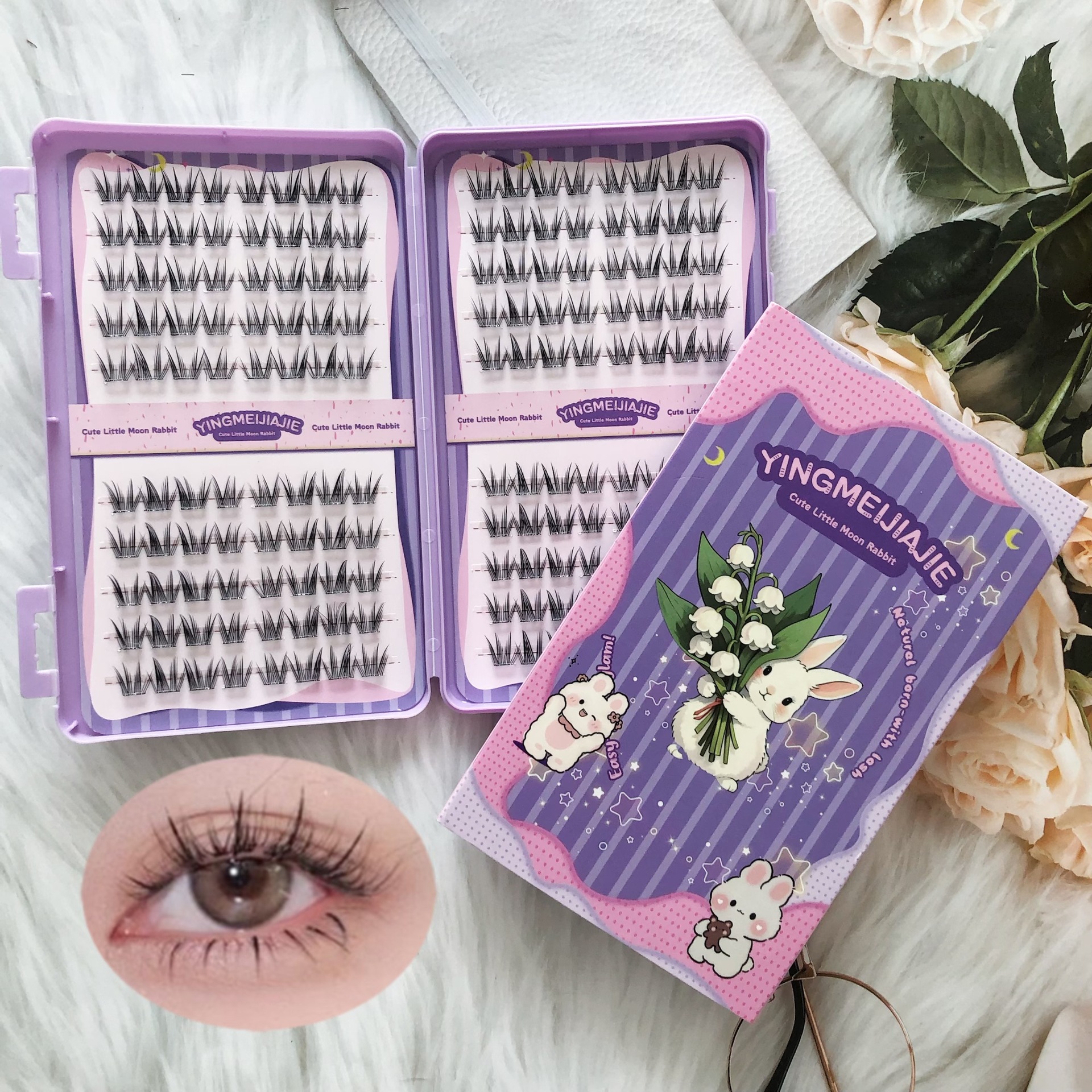 20 filas de paquete de caja de regalo de pestañas falsas transfronterizas, pestañas falsas densas, pestañas falsas sin pegamento.