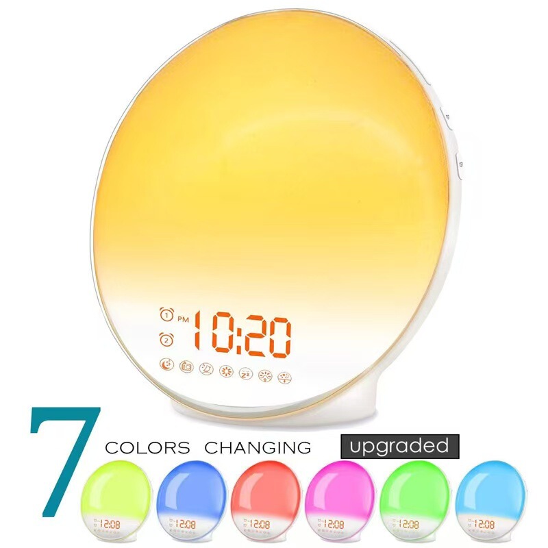 Popular Simulated Sunrise and Sunset Wake-Up Led Digital Alarm Clock with Colorful Night Light, Ambient Bedside Lamp with Sleep Timer Popular Simulated Sunrise and Sunset Wake-Up Led Digital Alarm Clock with Colorful Night Light, Ambient Bedside Lamp with Sleep Timer