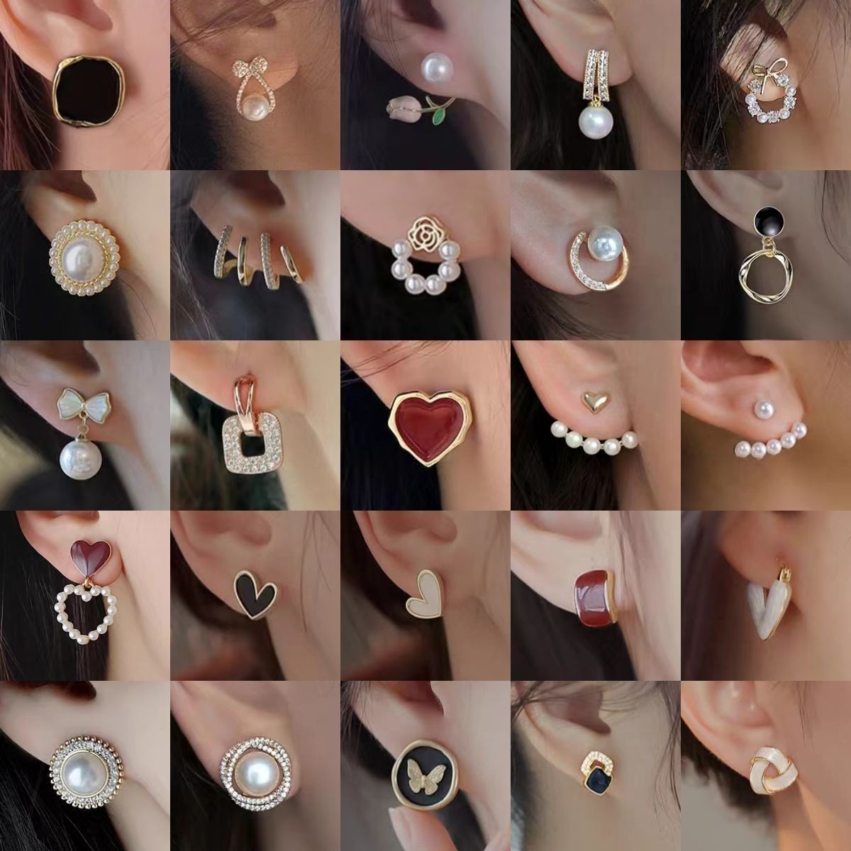 Cubic Zirconia And Pearl Stud Earrings For Everyday Wear_voghion.com