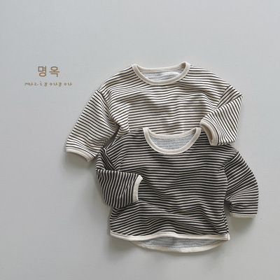 Детская футболка для мальчиков, осенняя утепленный лонгслив, оверсайз, японские и корейские, детская одежда