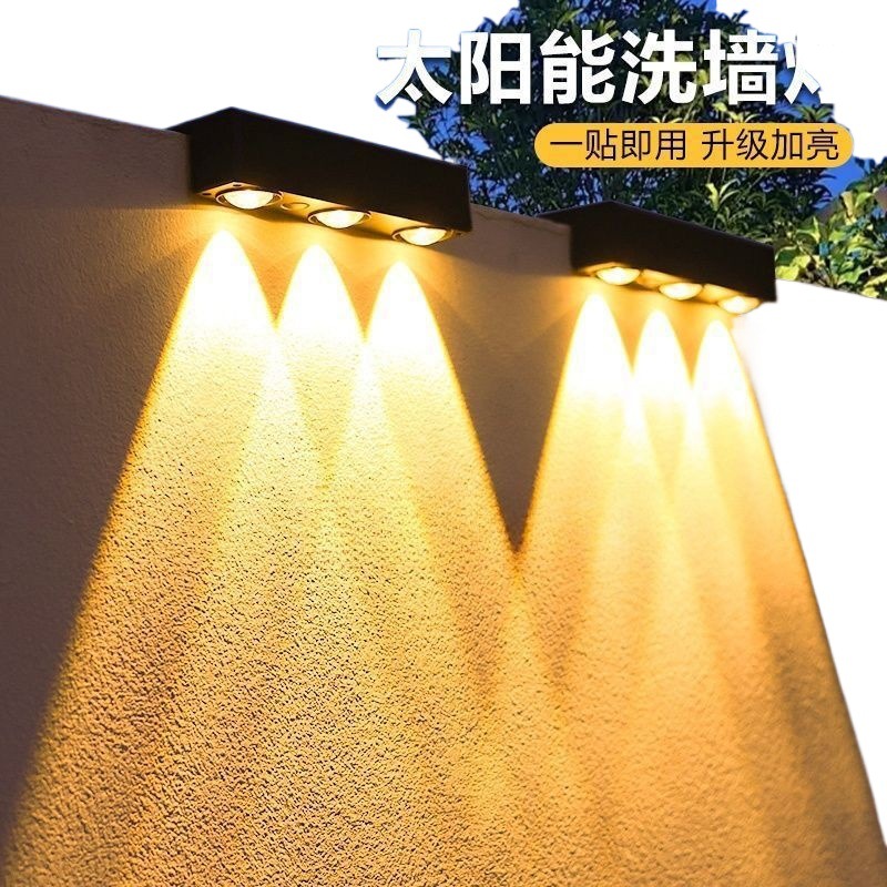 Iluminación solar al aire libre lámpara de jardín impermeable lámpara de paisaje lámpara de lavado de pared exterior balcón villa jardín decoración faro