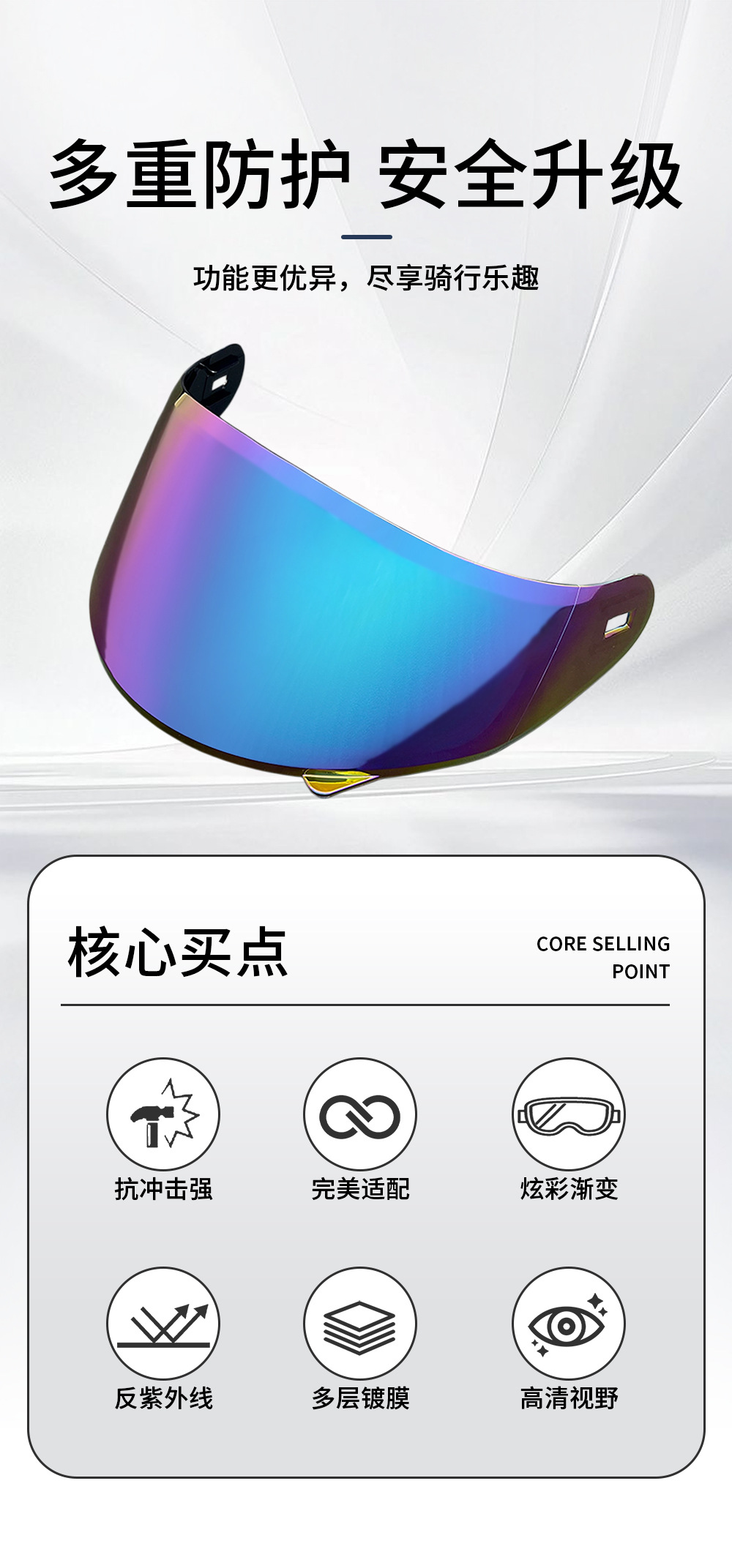 Hnj902 Helmet Lenses Are Suitable for Day and Night Use and Are Compatible with 902 939 Helmets, Anti-Uv and Light-Blocking Lenses