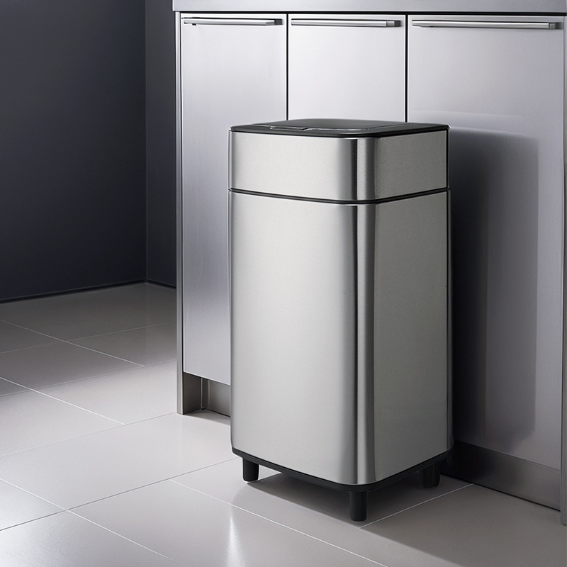 New Model of Household Smart Trash Can with Automatic Lid Opening, Stainless Steel Trash Can for Kitchen, Bedroom, and Bathroom, Wholesale