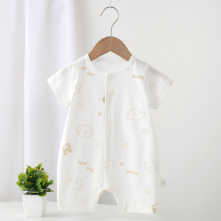 Summer new baby boys and girls baby half sleeve jumpsuit 2025 new out of the crotch closed ha clothes monk clothing