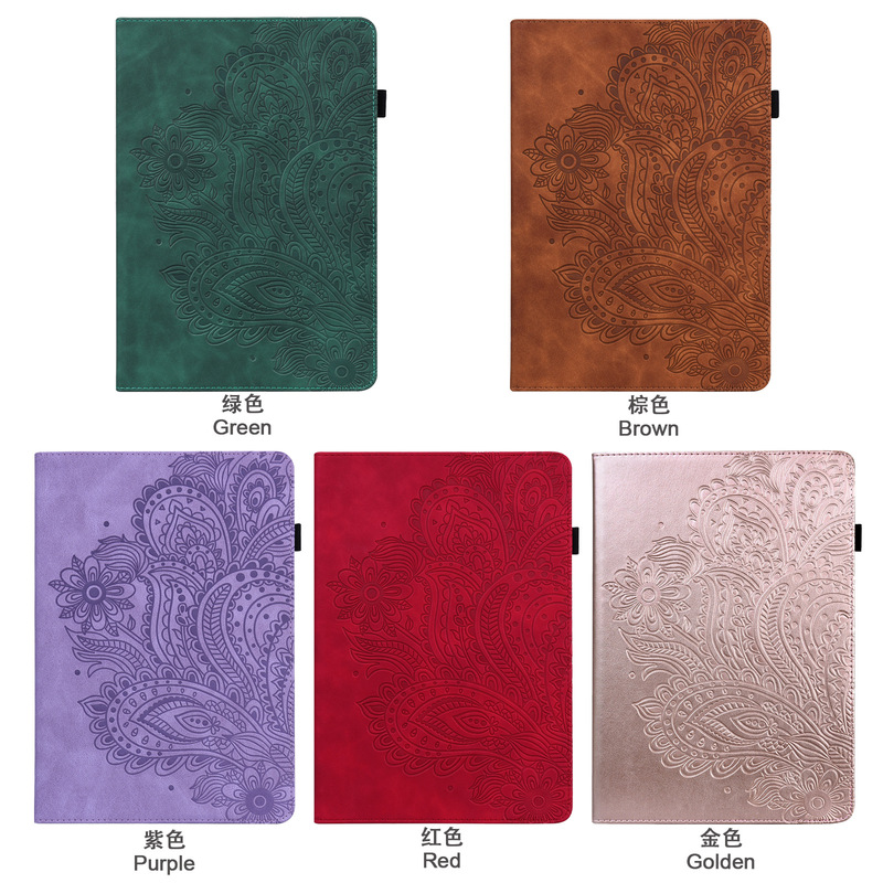 Suitable for iPad 10.9 2022 Flat Leather Case Mini6 Retro Peacock Flower Empress Pattern Card Bracket Case