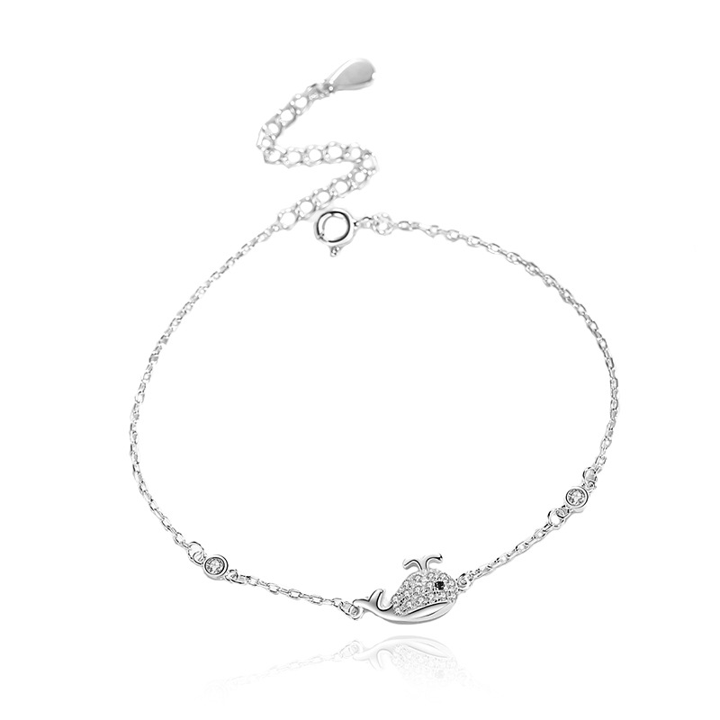 Linda pequeña ballena pulsera ins nicho diseño 925 plata esterlina moda elegante todo partido Internet celebridad novias pulsera de regalo