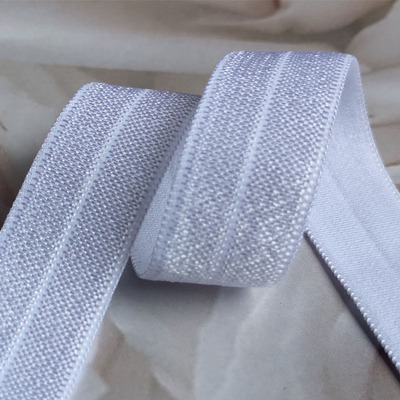 工厂现货漂白15MM黑色白色尼龙亮光夹丝弹力包边松紧带|ms