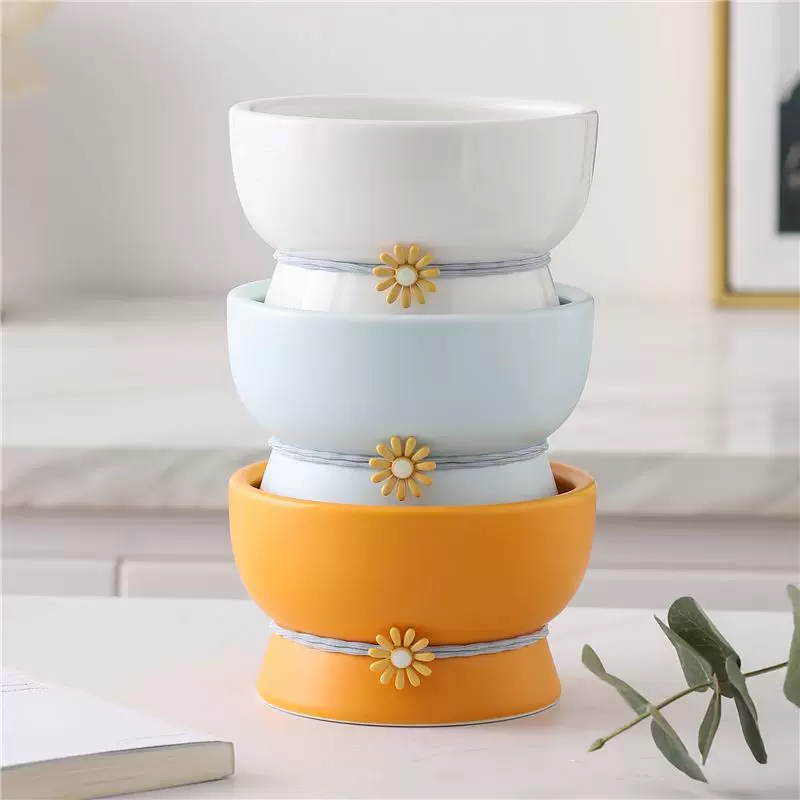  tall footed ceramic cat and dog water bowl to prevent black chin matte black pet bowl small black grain bowl