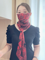 New Plus Size Wide Long Strip Socket Small Collar Scarf Fashion Women's Korean Version Mother-of-Pearl Cotton Silk Mask Neck Protection