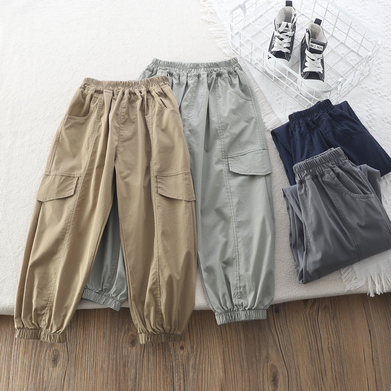 2025 New Summer Quick-Drying Kidsren's Pants Thin Pants Anti-Mosquito Pants Boys Loose Version Cargo Pants Air-Conditioned Pants
