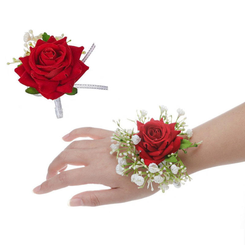 Simulated Rose Wrist Corsage Wedding Boutonniere Graduation Season Dress-Up Bridesmaid Bracelet Fairy-Like Pearl Wrist Flower Simulated Rose Wrist Corsage Wedding Boutonniere Graduation Season Dress-Up Bridesmaid Bracelet Fairy-Like Pearl Wrist Flower