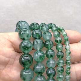 优化天然石绿飘花玉髓diy圆珠子散珠子手工串珠饰品配件工厂直销