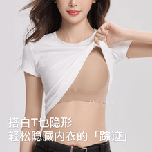 大胸显小胸粉底液内衣女隐形无痕夏季超薄兔耳杯软提拉聚拢文胸罩