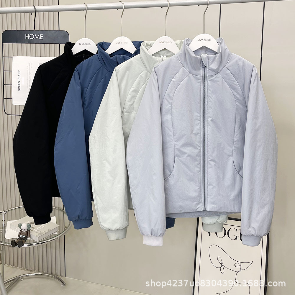 Don’T Regret It~ Stand Collar Zipper Warm Cotton Jacket for Women in Autumn and Winter, Versatile and Loose Yoga Sports Cotton Jacket