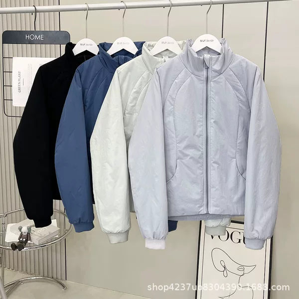 Don’T Regret It~ Stand Collar Zipper Warm Cotton Jacket for Women in Autumn and Winter, Versatile and Loose Yoga Sports Cotton Jacket