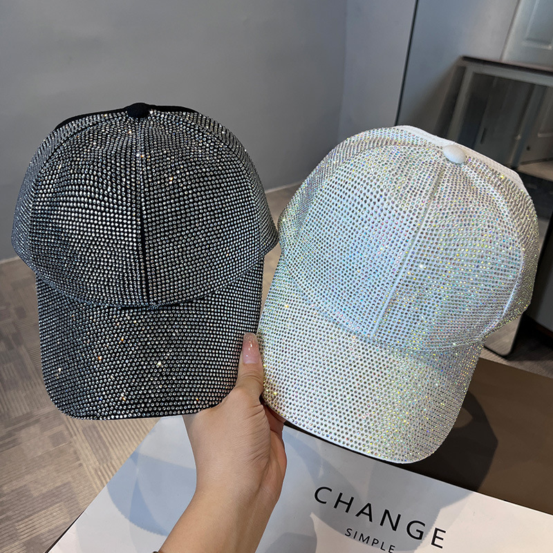 New Full Rhinestone Internet Celebrity Style Diamond Cap, Handmade Rhinestone Personalized Face-Slimming Small Rhinestone Cap, Trendy Sunshade Baseball Cap