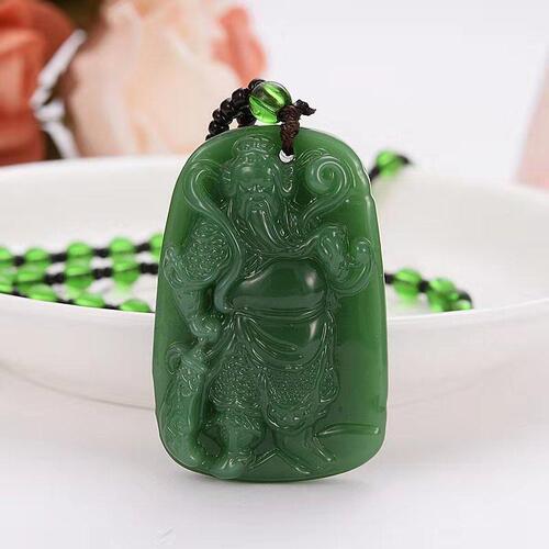 Dragon Brand Maitreya Buddha National Style Dark Green Chalcedony Necklace Guanyin Dragon Brand Pixiu Big Belly Buddha Long Sweater Chain