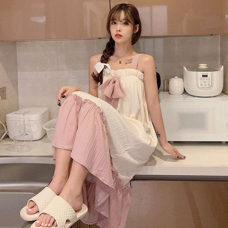 Transmisión en vivo el comercio exterior 2023 verano princesa estilo camisón dulce linda chica corazón manga corta hogar desgaste celebridad en línea se puede usar fuera