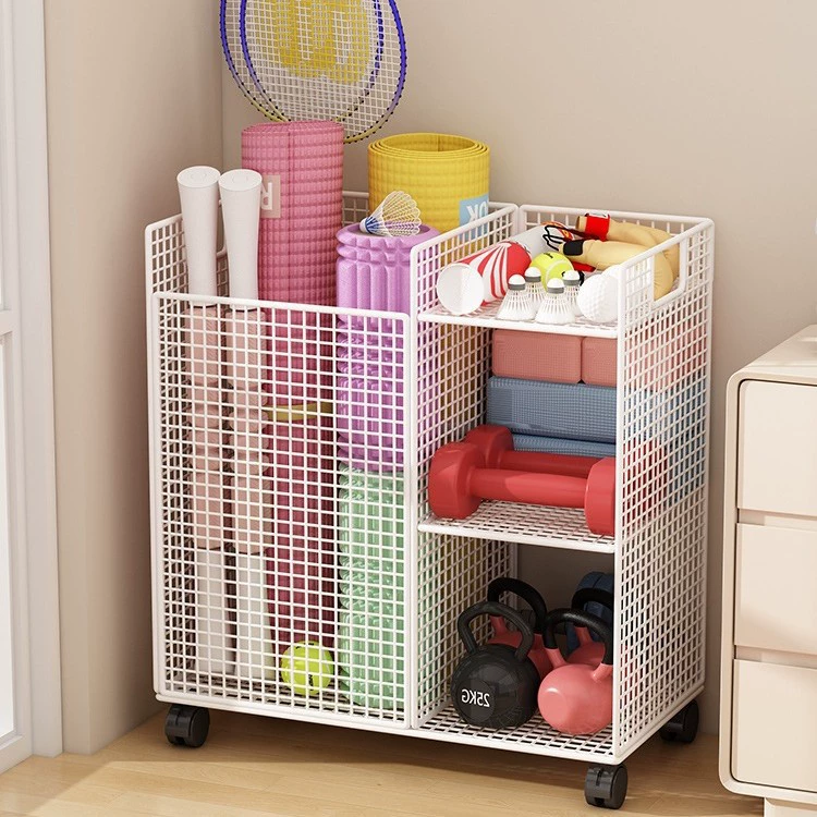 Корзина для хранения ковриков для йоги, хранение тренажеров, корзина для хранения спортивного инвентаря с колесами для ракетки для бадминтона