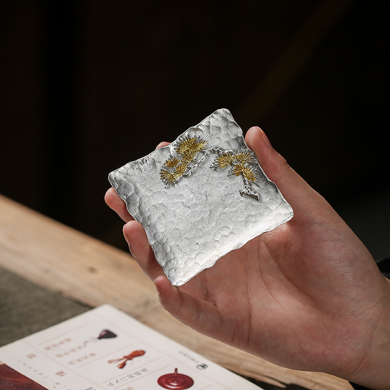 Vintage tin silver insulated tea cup mat cup holder tea tray tea ceremony kung fu tea set tea tray parts