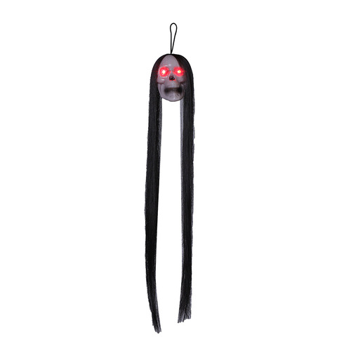 Cross-border Halloween new product long hair ghost glowing ghost head scary hanging ghost haunted house escape room scene decoration props