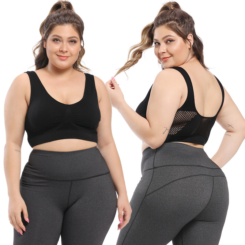 Sujetador deportivo 6 color hueco de malla transpirable agujero más tamaño Sujetador deportivo yoga de las mujeres corriendo ropa interior deportiva