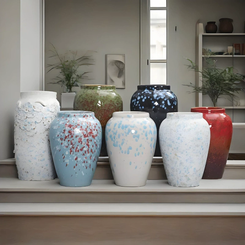Легкая роскошная керамическая ваза, китайские ретро-украшения для гостиной, сушеные цветы, гидропонная цветочная композиция, керамическая ваза ручной работы, украшение для вазы с цветами