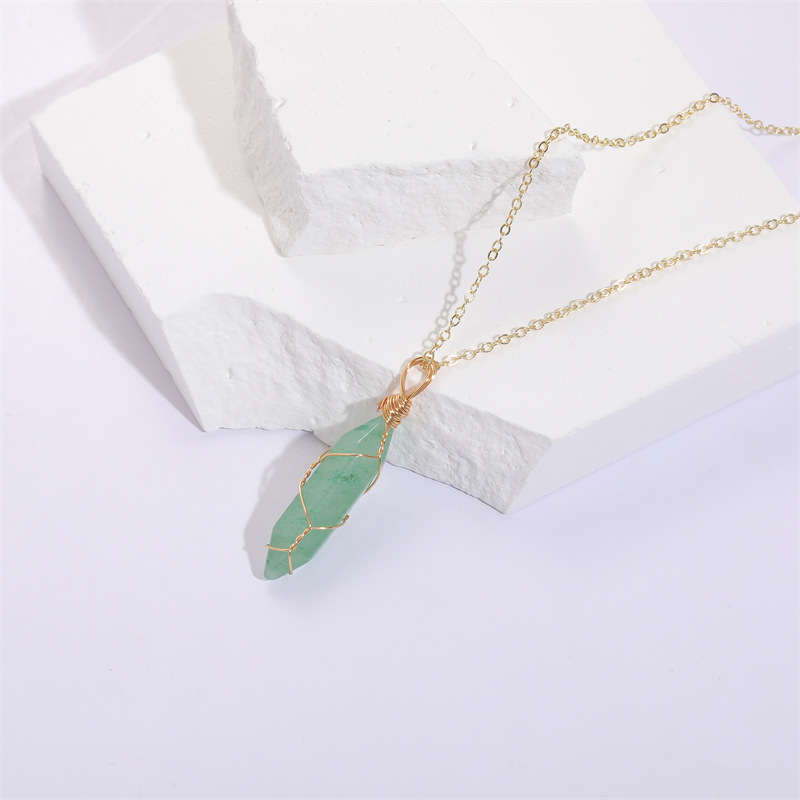 Fashion Geometric Copper Necklace Inlay Natural Stone Copper Necklaces 1 Piece